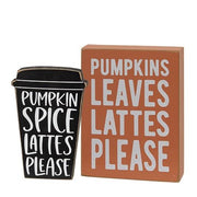 Pumpkins - Leaves Box Sign with Pumpkin Spice Chunky Sitter (Set of 2)