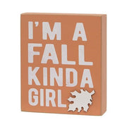 Fall Kinda Girl Box Sign with Happy Fall Pumpkins Truck Sitter (Set of 2)