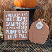 Sweaters and Blue Jeans Box Sign with Hello Pumpkin Easel (Set of 2)