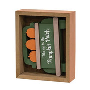 Fall on the Farm Box Sign with Pumpkin Patch Truck Sitter (Set of 2)