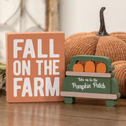 Fall on the Farm Box Sign with Pumpkin Patch Truck Sitter (Set of 2)