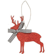 Wooden Glitter Reindeer Ornament  (2 Count Assortment)
