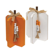 Large Fall Words Charm Wooden Interlocking Pumpkin  (2 Count Assortment)