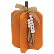 Medium Fall Words Charm Wooden Interlocking Pumpkin  (2 Count Assortment)