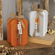 Medium Fall Words Charm Wooden Interlocking Pumpkin  (2 Count Assortment)