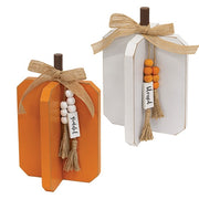 Medium Fall Words Charm Wooden Interlocking Pumpkin  (2 Count Assortment)