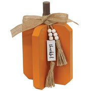 Small Fall Words Charm Wooden Interlocking Pumpkin  (2 Count Assortment)