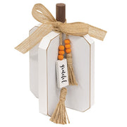 Small Fall Words Charm Wooden Interlocking Pumpkin  (2 Count Assortment)