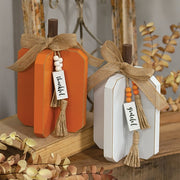 Small Fall Words Charm Wooden Interlocking Pumpkin  (2 Count Assortment)