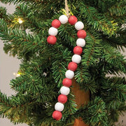 Large Wooden Bead Candy Cane Ornament