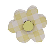 Wooden Gingham Check Button Flower Sitter  (3 Count Assortment)