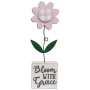 Full Bloom With Grace Gingham Check Daisies on Base (Set of 2)