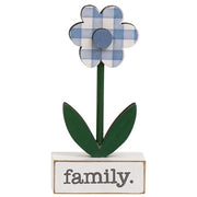 Home - Blessed - Family Gingham Check Daisies on Base (Set of 3)