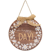 Daisy Day Round Hanging Sign with Burlap Bow  (2 Count Assortment)