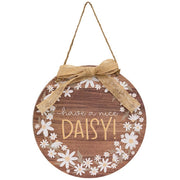 Daisy Day Round Hanging Sign with Burlap Bow  (2 Count Assortment)