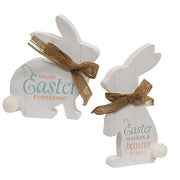 Easter Wishes/Bunny Kisses Wooden Bunny Sitter  (2 Count Assortment)