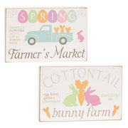 Cottontail Bunny Farm Block Sign  (2 Count Assortment)