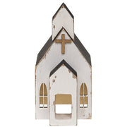 Distressed White Wooden Church Sitter