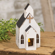 Distressed White Wooden Church Sitter