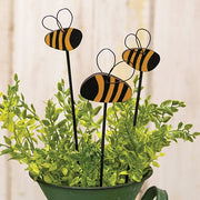 Wooden Bumblebee Plant Pokes (Set of 3)