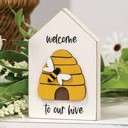 Welcome to Our Hive Wooden Block Sitter