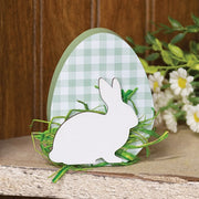 Green & White Buffalo Check Easter Egg Sitter with Bunny