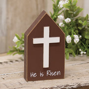 He Is Risen Wooden Block Sitter