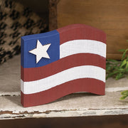 Primitive Wooden Flag with Star Sitter