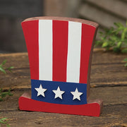 Wooden Uncle Sam Hat Block Sitter