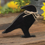 Chunky Wooden Crow Sitter with Jute Bow