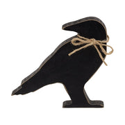 Chunky Wooden Crow Sitter with Jute Bow