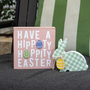 Hoppity Easter & Green Check Chunky Bunny Sitter (Set of 2)