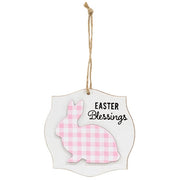 Layered Buffalo Check Easter Bunny Blessings Ornament  (3 Count Assortment)