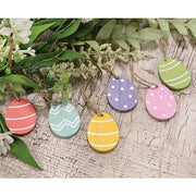 Wooden Easter Egg Ornaments (Set of 6)