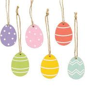 Wooden Easter Egg Ornaments (Set of 6)