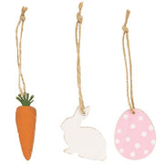 Carrot - Bunny - Easter Egg Wooden Ornaments (Set of 3)