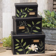 Leafy Floral File Boxes (Set of 3)