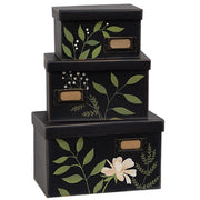 Leafy Floral File Boxes (Set of 3)