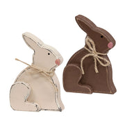 Small Distressed Wooden Chunky Sitting Bunny  (2 Count Assortment)