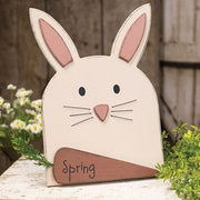 Wooden Layered Bunny Head with Spring Carrot Easel