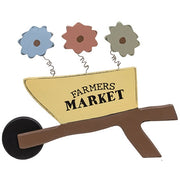 Wooden Farmers Market Wheelbarrow Sign with Springy Flowers