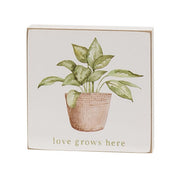 Love Grows Here House Plant Square Block  (4 Count Assortment)