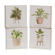 Love Grows Here House Plant Square Block  (4 Count Assortment)