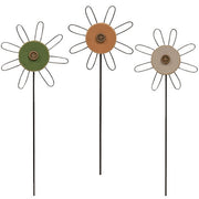 Wooden Button Flower Houseplant Poke  (3 Count Assortment)