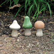 Distressed Wooden Natural Color Mushrooms (Set of 3)