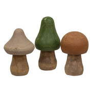 Distressed Wooden Natural Color Mushrooms (Set of 3)