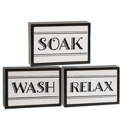 Black & White Bath Words Box Sign  (3 Count Assortment)