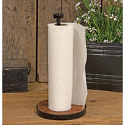 Wood & Black Metal Paper Towel Holder