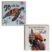 Chill Turtle Sayings Square Block  (2 Count Assortment)