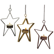 Hanging Whimsical Tealight Star - Timer  (3 Count Assortment)